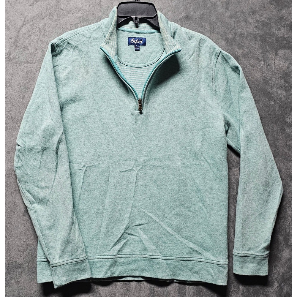 Oxford Mens Quarter Zip Pullover Mint Green Cotton Blend Sweater M X2-1098